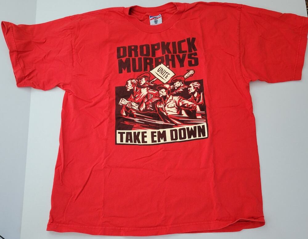Y2K Dropkick Murphys T-Shirt Mens 2XL Red Take Em Down Unite Union Made USA Punk
